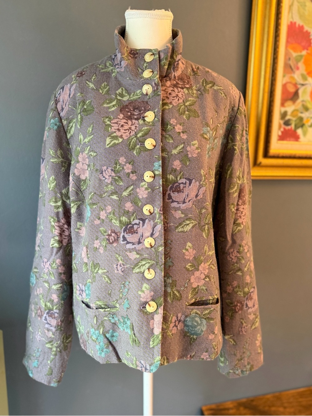Van Heusen Lavender Feminie Floral Button-Up Jacket